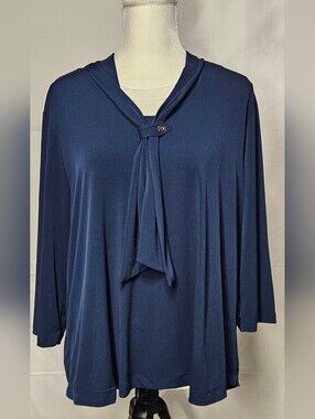 Southern Lady Navy Tie-Front Tunic
